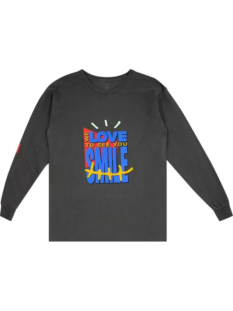 Футболка Cactus Jack by Travis Scott x McDonald's Smile Long-Sleeve T-Shirt 'Black Pigment Dye'