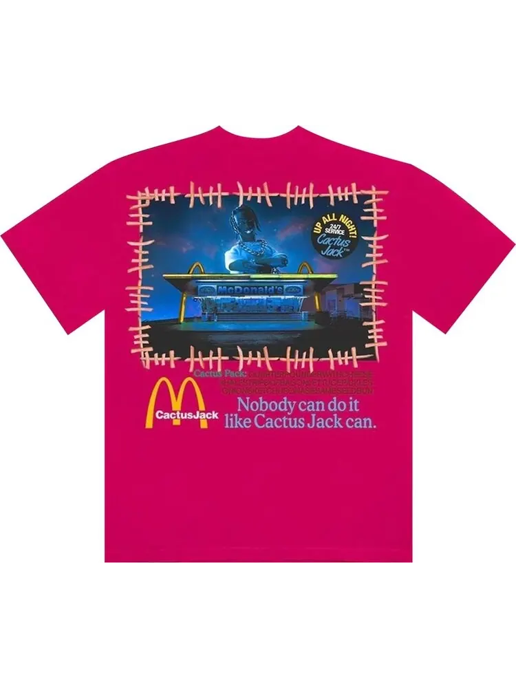 Футболка Cactus Jack by Travis Scott x McDonald's Vintage Action Figure II T-Shirt 'Hot Pink' — изображение 2 из 2, розовый