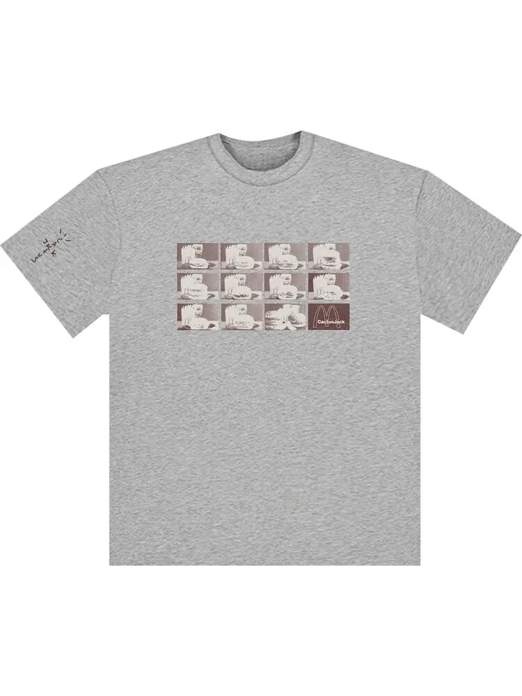 Футболка Cactus Jack by Travis Scott x McDonald's Menu Mono Logo T-Shirt 'Sport Grey'