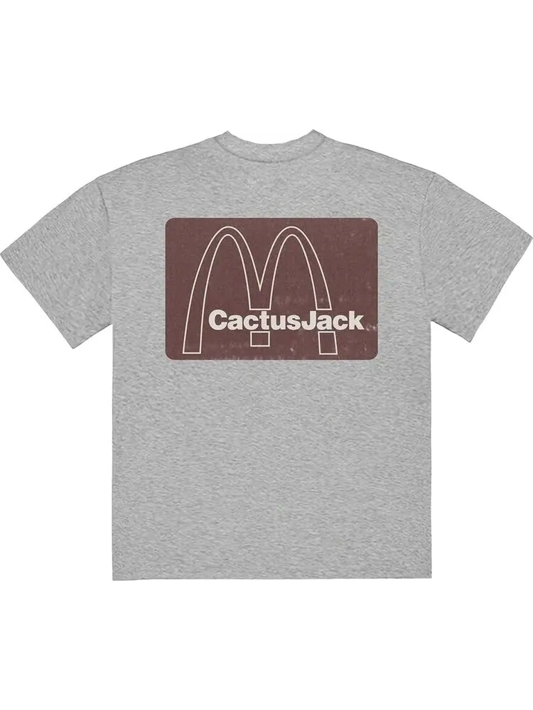 Футболка Cactus Jack by Travis Scott x McDonald's Menu Mono Logo T-Shirt 'Sport Grey' — изображение 2 из 2, серый