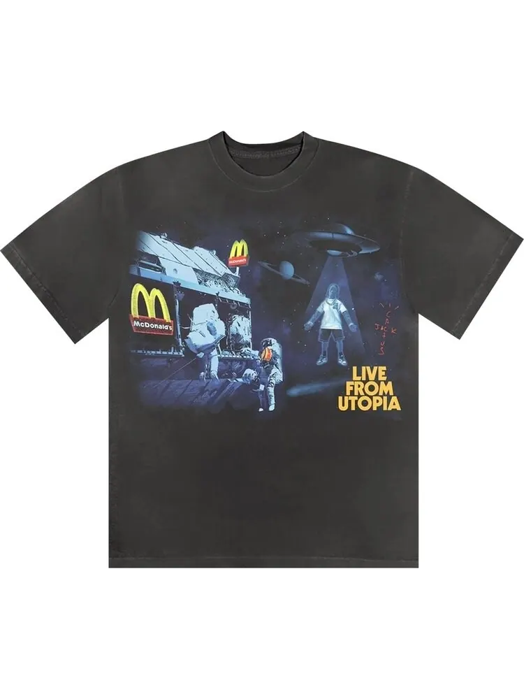 Футболка Cactus Jack by Travis Scott x McDonald's Live From Utopia T-Shirt 'Black'
