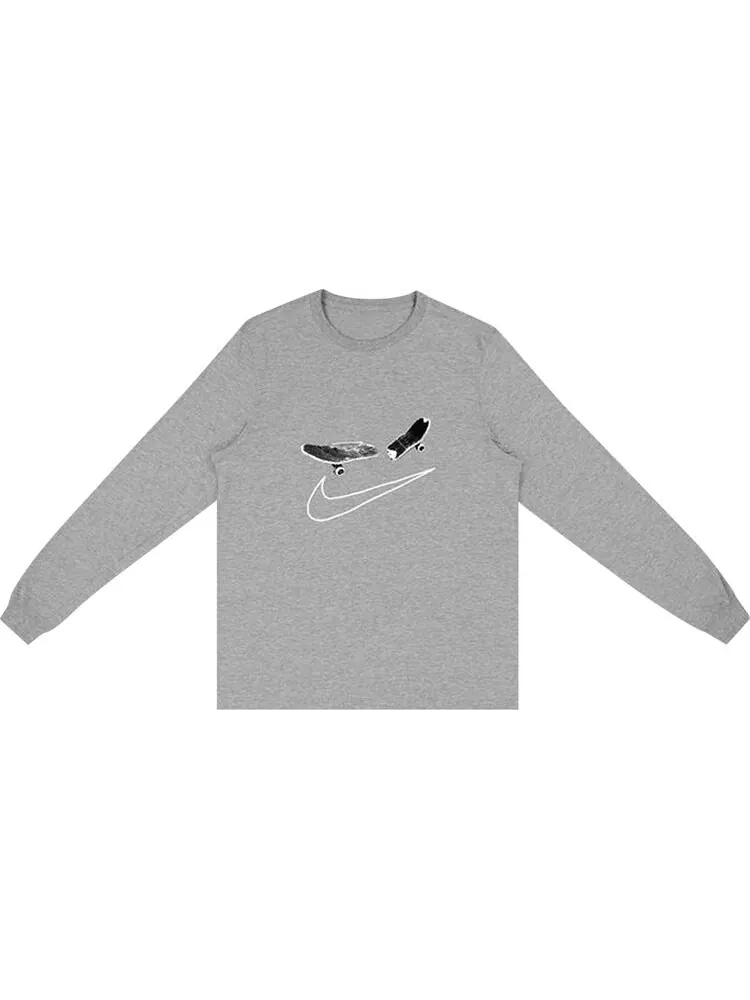 Футболка Cactus Jack by Travis Scott For Nike SB Smile Long-Sleeve T-Shirt II 'Heather Grey'