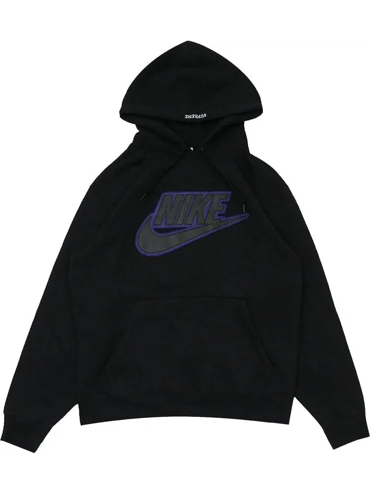 Толстовка Supreme x Nike Leather Appliqué Hooded Sweatshirt Black 'Black' — изображение 1 из 1, черный