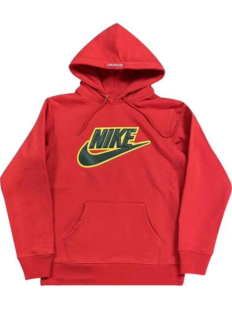 Толстовка Supreme x Nike Leather Appliqué Hooded Sweatshirt Red 'Red' — изображение 1 из 1, красный