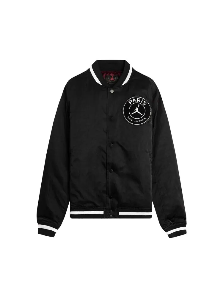 Куртка Air Jordan x PSG Varsity 'Black/Bordeaux/Gold/White' — изображение 1 из 2, черный