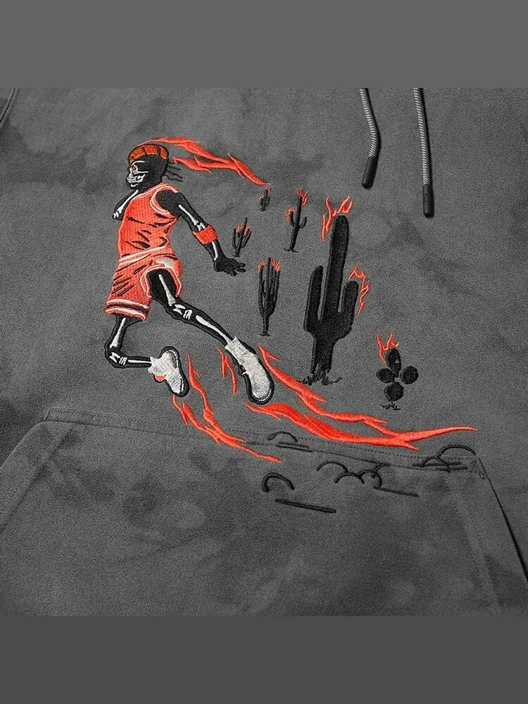 Худи Cactus Jack by Travis Scott x Air Jordan Washed Suede Hoodie 'Iron Grey' — изображение 3 из 3, серый
