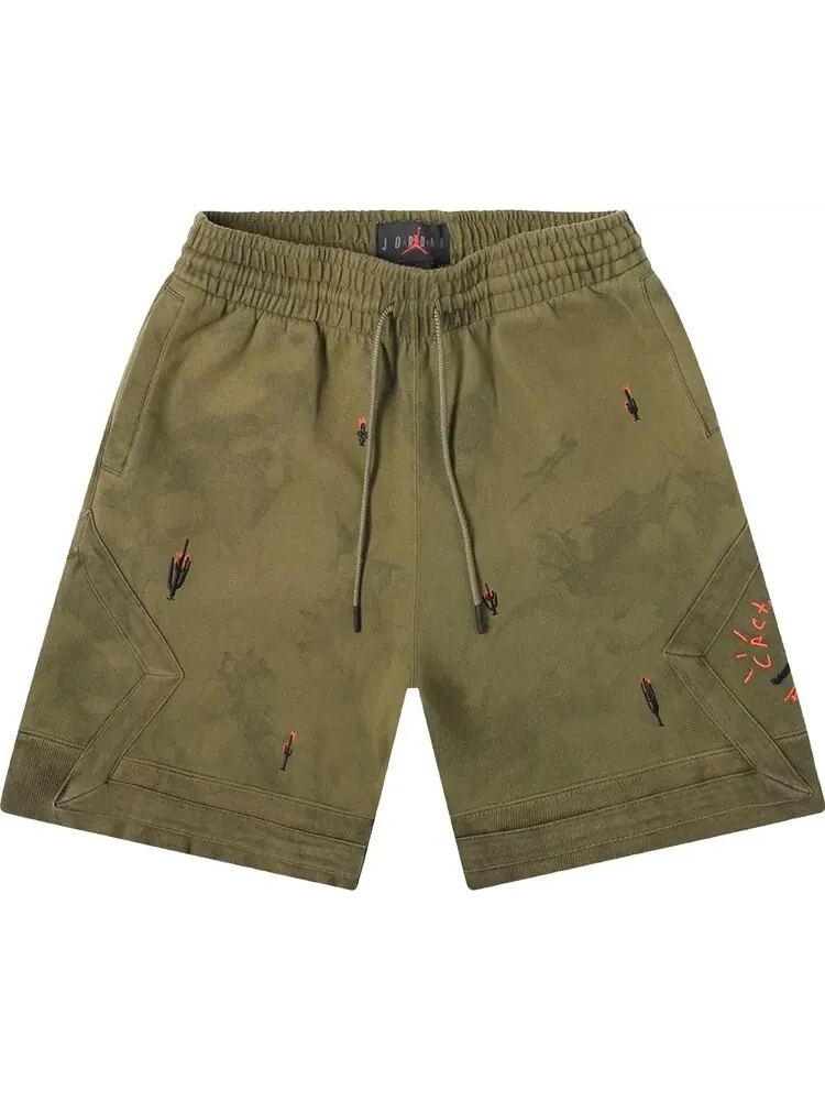 Шорты Cactus Jack by Travis Scott x Air Jordan Washed Suede Shorts 'Medium Olive'