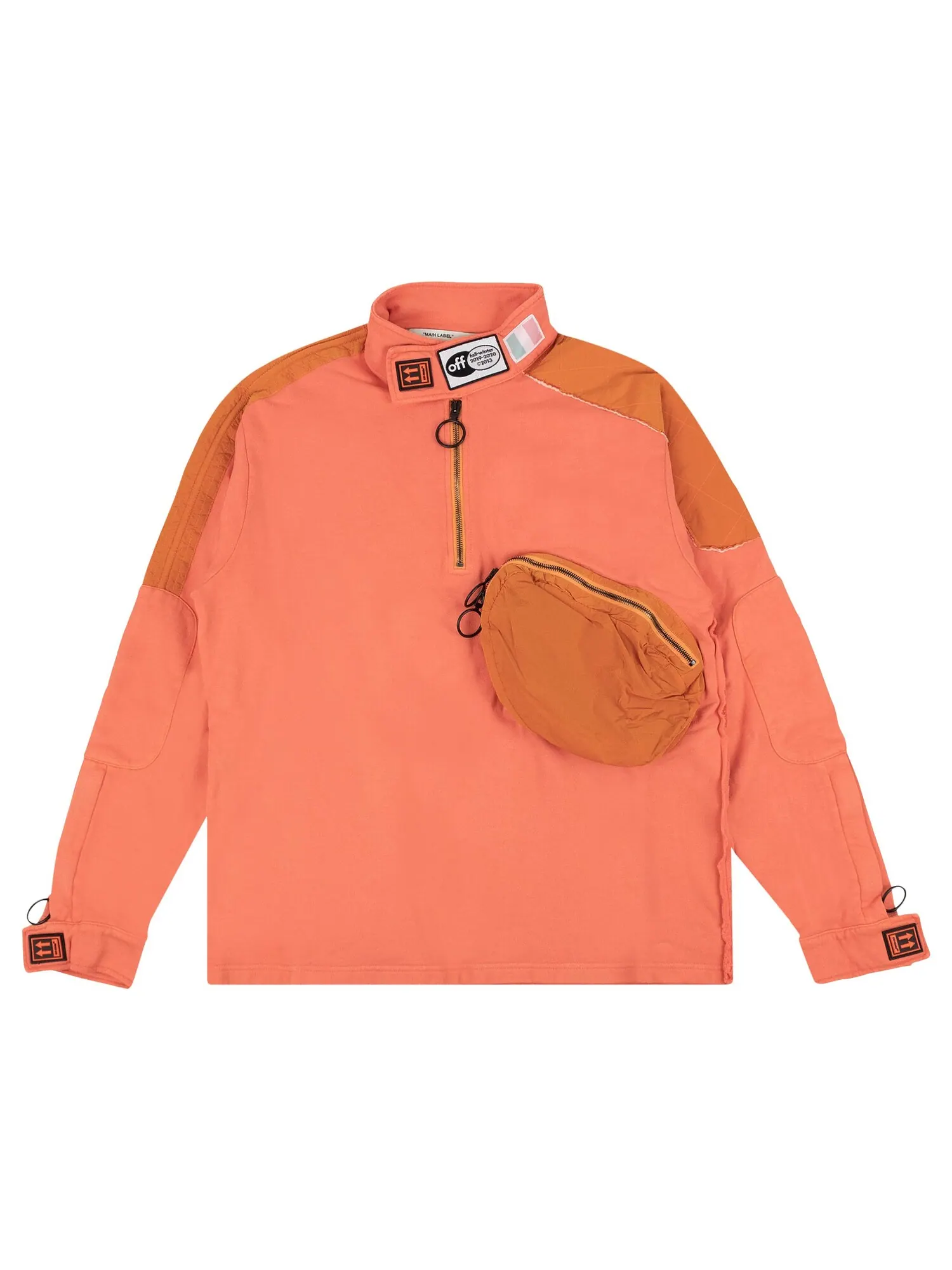 Off-White Толстовка с молнией на половину длины Parachute, цвет Коралл — изображение 1 из 2
