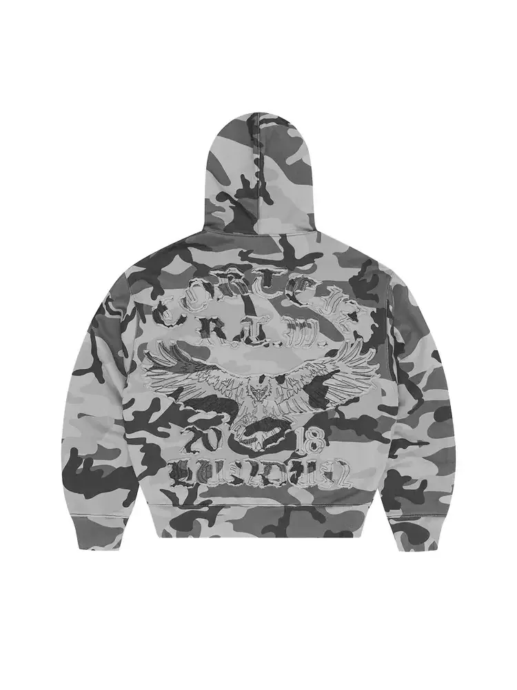 Толстовка на молнии Corteiz Diplomatic 'Washed Camo' — изображение 2 из 2, серый