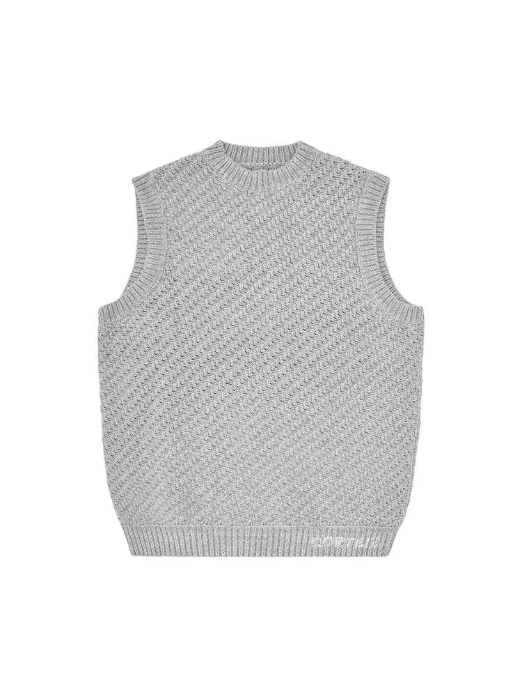 Утепленный жилет Corteiz Hand Embroidered Knit Vest 'Grey' — изображение 1 из 2, серый