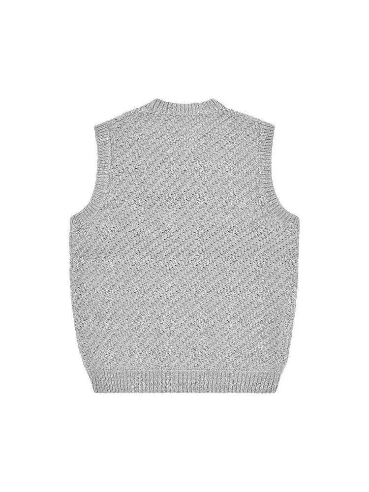 Утепленный жилет Corteiz Hand Embroidered Knit Vest 'Grey' — изображение 2 из 2, серый