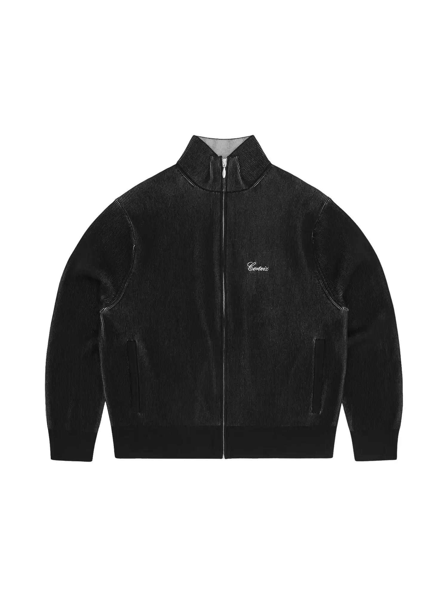 Куртка Corteiz 2 Tone Ribbed Knit Zip Up (двухцветная ребристая трикотажная) — изображение 1 из 2, черный