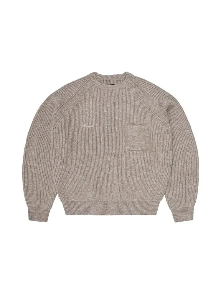 Вязаный свитер Corteiz Script Pocket Knit Sweater — изображение 1 из 2, бежевый