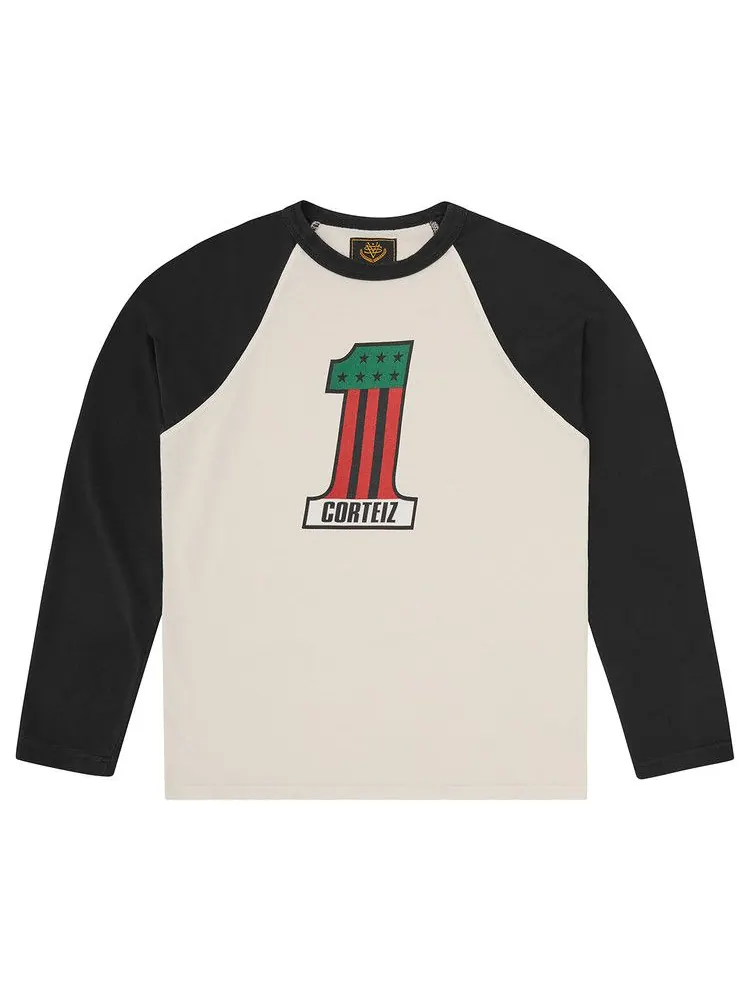 Лонгслив Corteiz Number 1 Raglan Long-Sleeve — изображение 1 из 2, черный