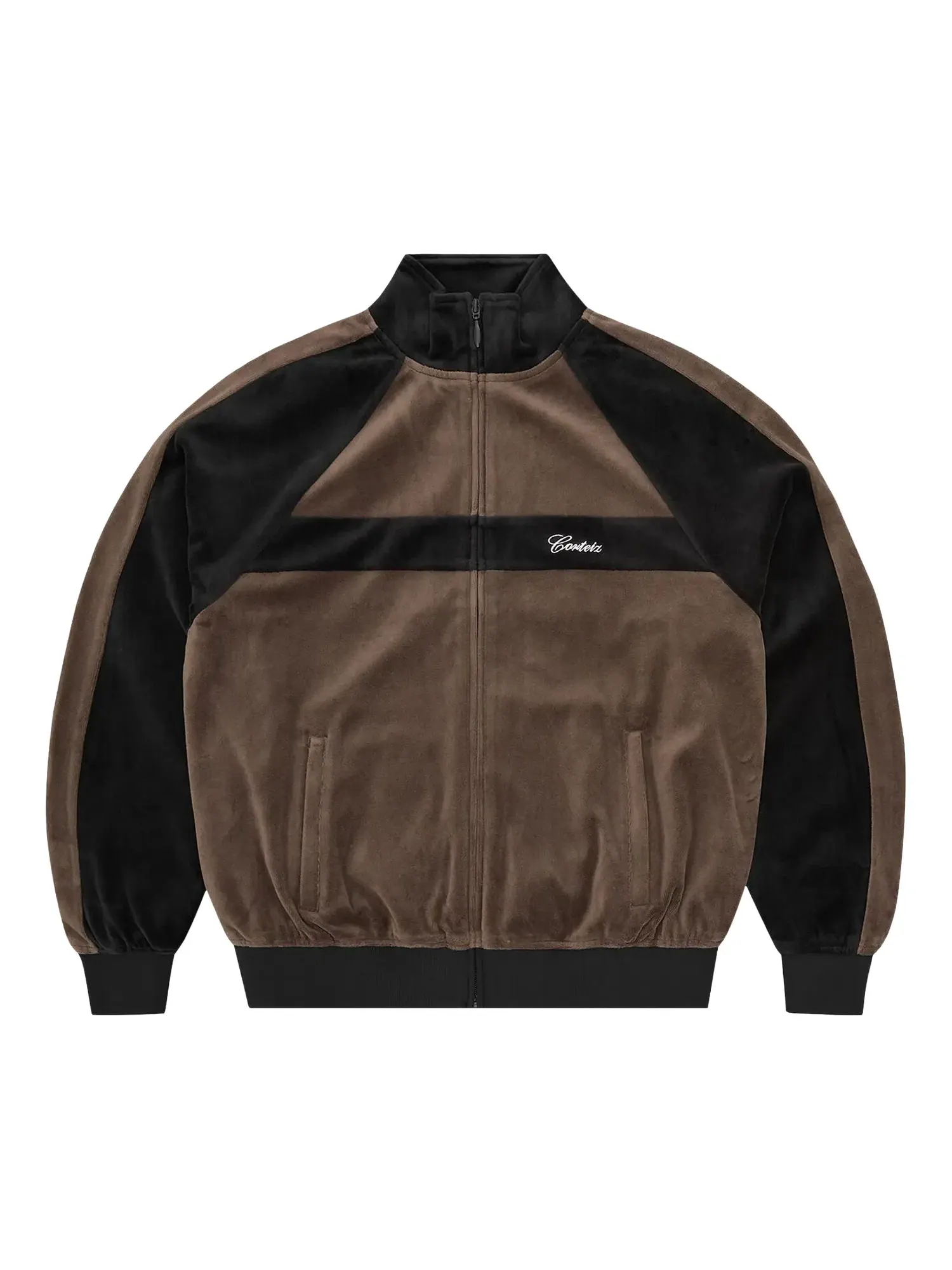 Спортивная куртка Corteiz Pista Velour — изображение 1 из 2, черный/коричневый