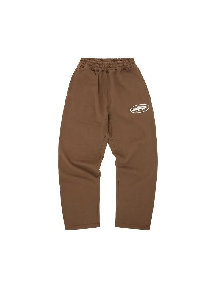 Спортивные брюки Corteiz Island Puff Print Open Hem Sweatpant 'Brown' — изображение 1 из 2, коричневый