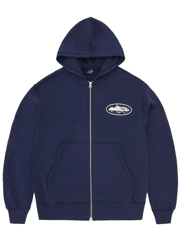 Худи Corteiz Island Puff Print Zip Hoodie 'Navy' — изображение 1 из 2, синий