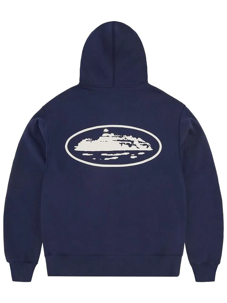 Худи Corteiz Island Puff Print Zip Hoodie 'Navy' — изображение 2 из 2, синий