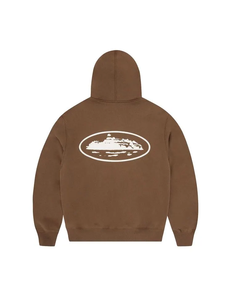 Худи Corteiz Island Puff Print Zip Hoodie 'Brown' — изображение 2 из 2, коричневый