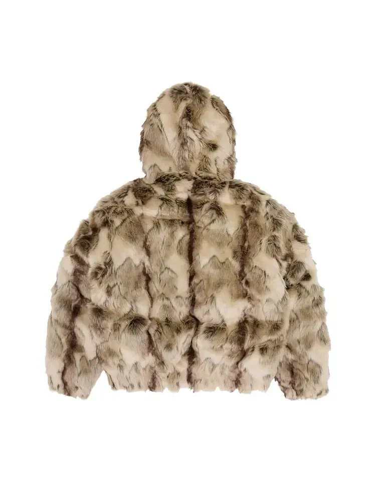 Меховая куртка с капюшоном Corteiz Pelt Hooded Fur Jacket 'Fawn' — изображение 2 из 2, коричневый