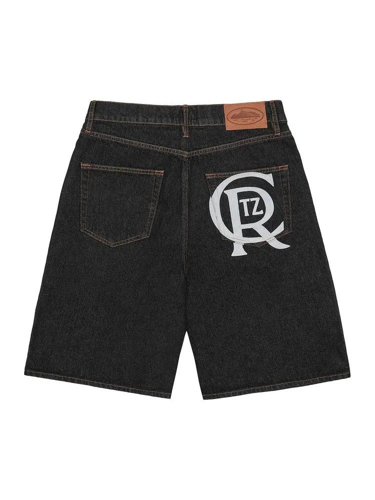 Шорты Corteiz Crest Chainstitch Denim Short — изображение 2 из 2, черный