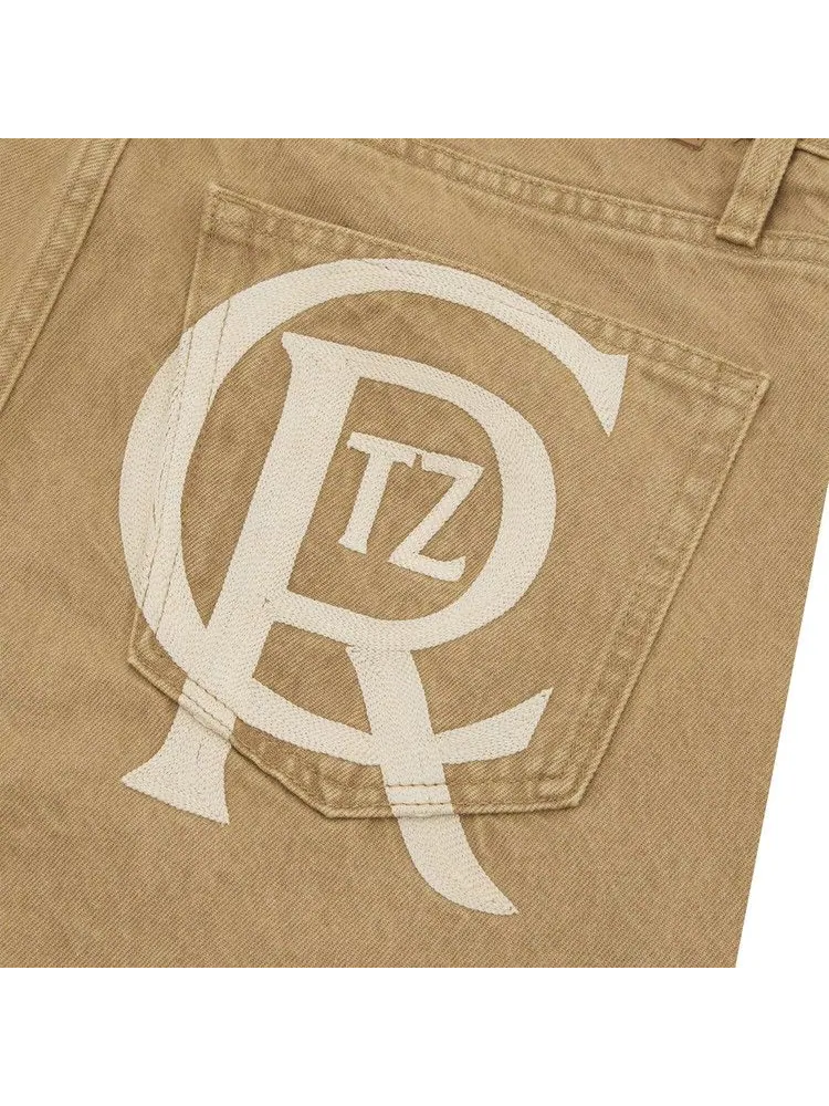 Джинсы Corteiz Crest Chainstitch Baggy Jeans 'Tan' — изображение 3 из 3, бежевый