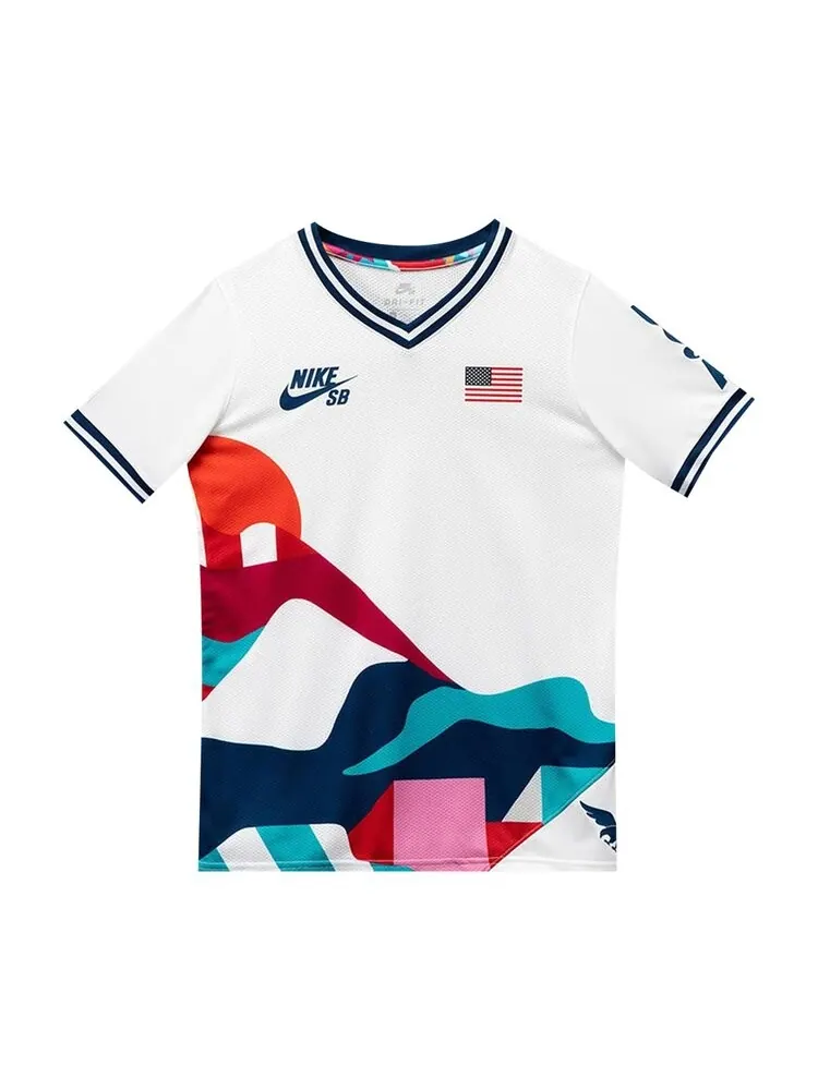 Толстовка Nike SB x Parra USA Federation Kit Crew Jersey 'White/Brave Blue' — изображение 1 из 1, белый