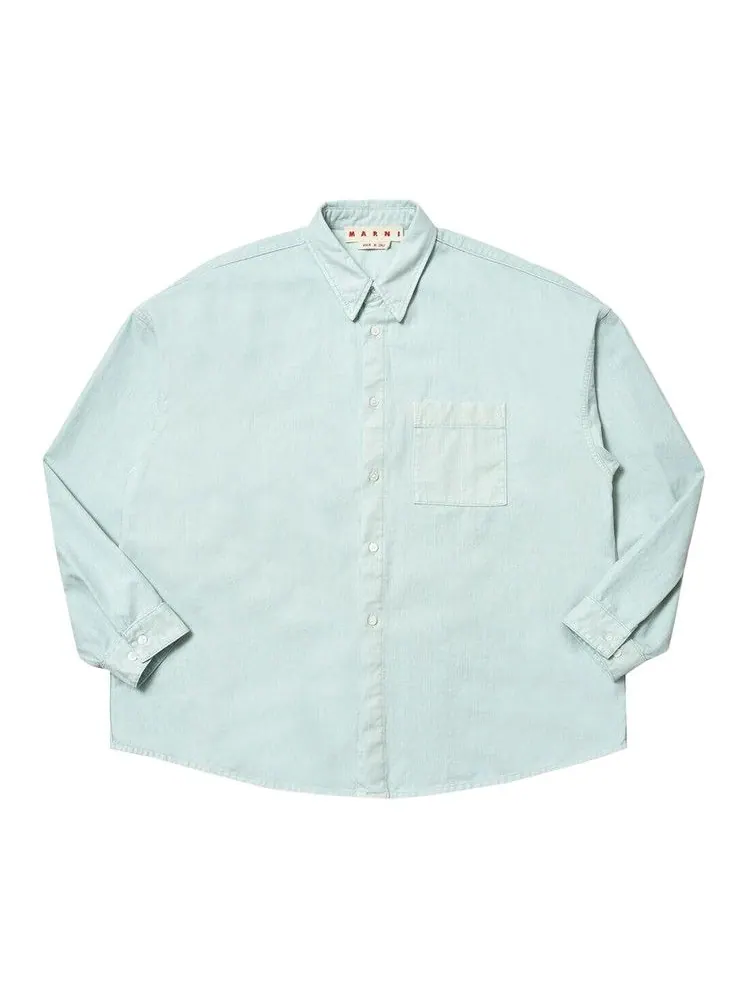 Рубашка Marni Flocked Denim Overshirt — изображение 1 из 1, аквамарин