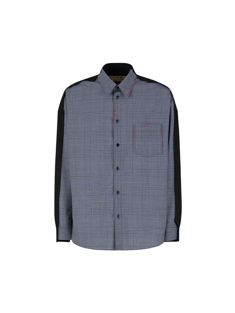 Рубашка Marni Prince Of Wales Light Wool Blend Shirt — изображение 1 из 1, трюфель