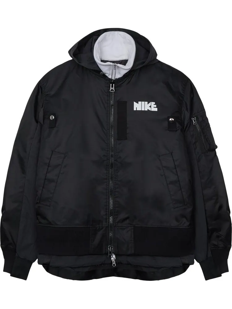 Куртка Nike x Sacai Layered Bomber Jacket 'Black' — изображение 1 из 2, черный