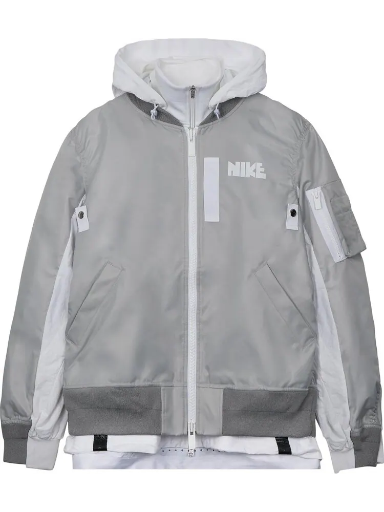 Куртка Nike x Sacai Layered Bomber Jacket 'Grey Fog' — изображение 1 из 2, серый