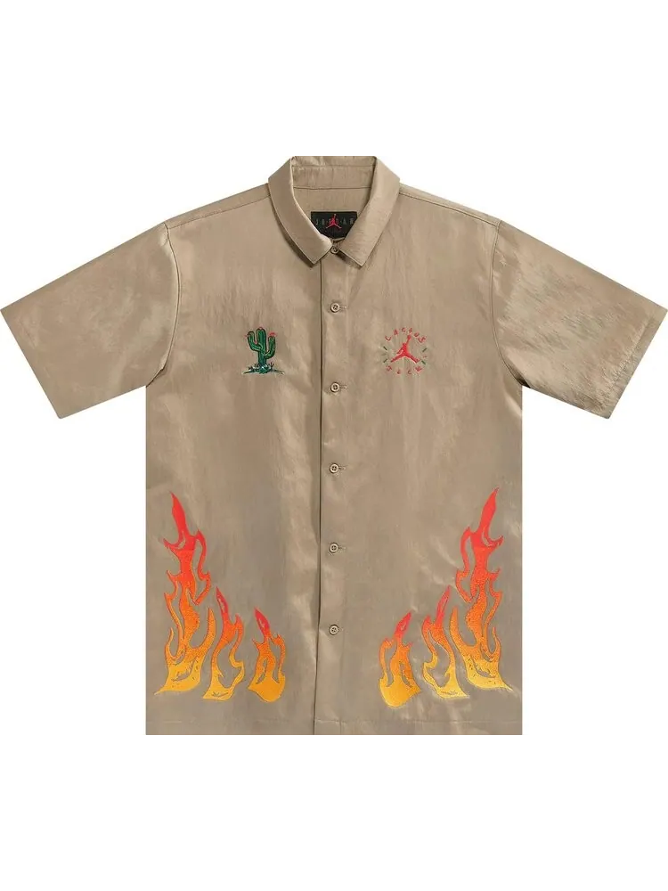 Рубашка Cactus Jack by Travis Scott x Jordan Button Down Shirt 'Khaki/University Red'