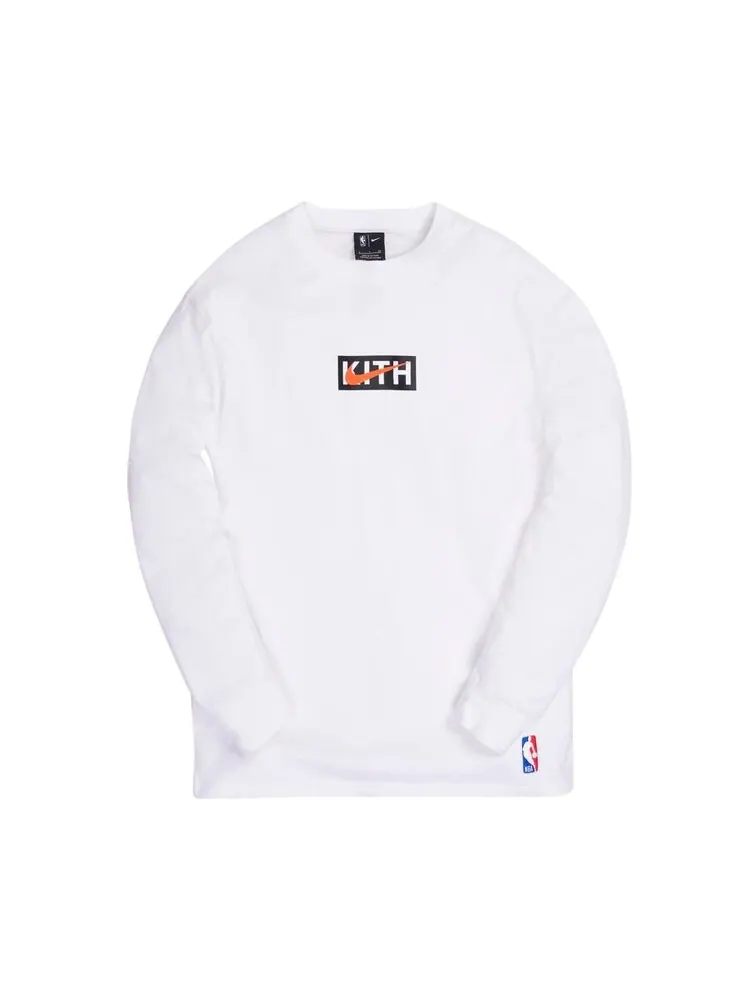 Лонгслив Kith & Nike For New York Knicks Long-Sleeve Tee 'White' — изображение 1 из 2, белый