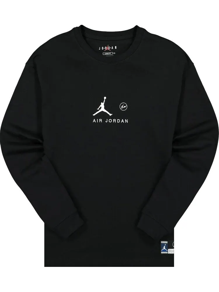 Футболка Air Jordan x Fragment Long-Sleeve T-Shirt 'Black/Reflective Silver' — изображение 1 из 2, черный