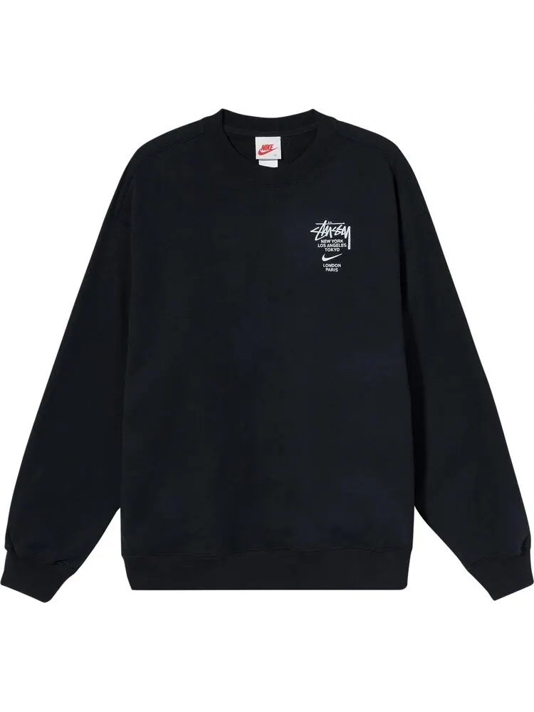 Толстовка Nike x Stussy NRG ZR Crew Fleece 'Black' — изображение 1 из 2, черный