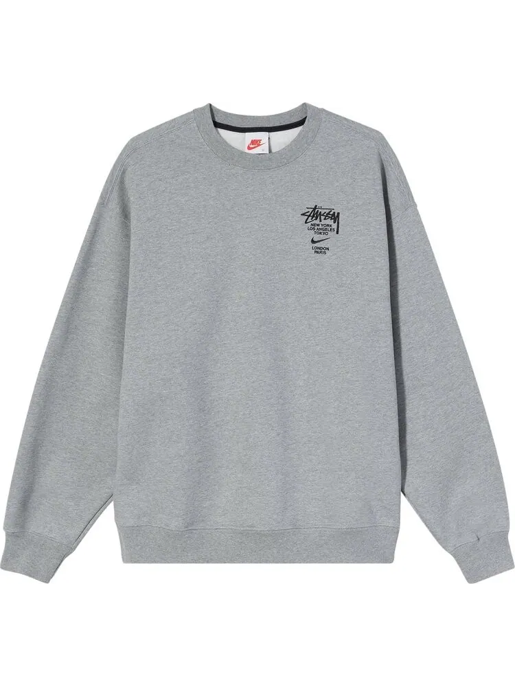 Толстовка Nike x Stussy NRG ZR Crew Fleece 'Dark Grey Heather' — изображение 1 из 2, серый