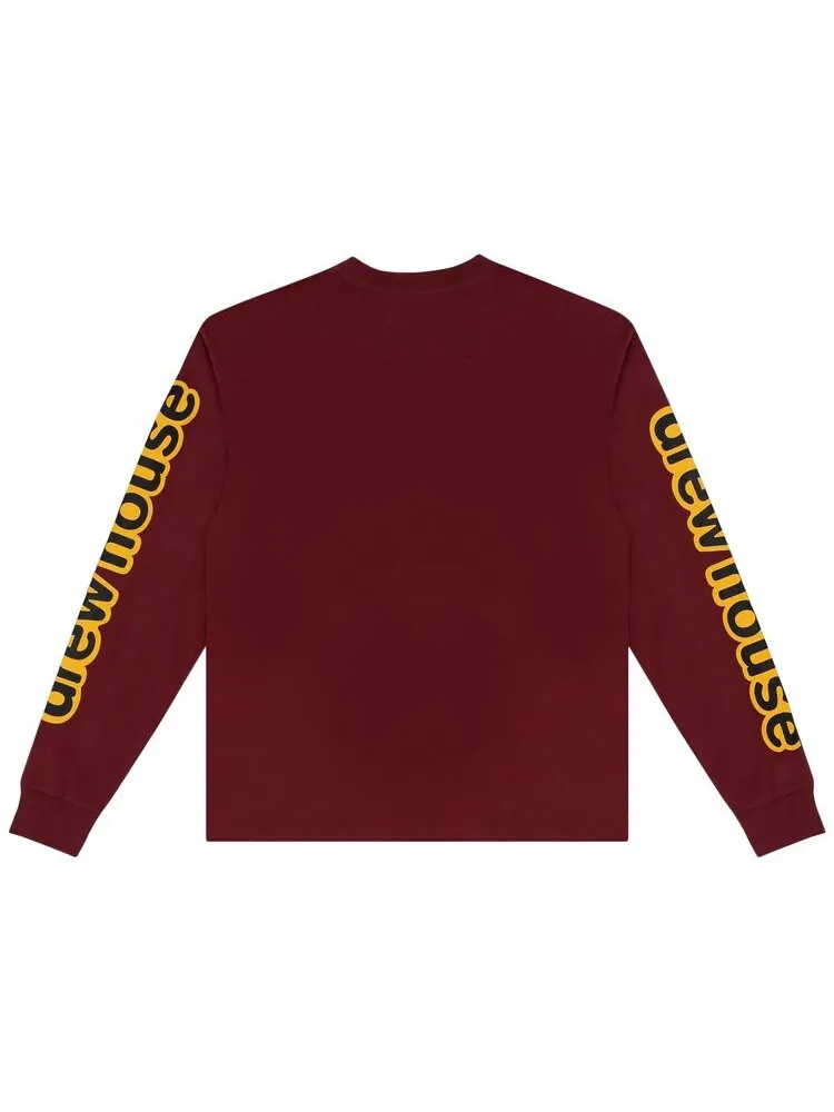 Футболка Drew House Long-Sleeve Hug Tee Burgundy — изображение 2 из 2, бордовый