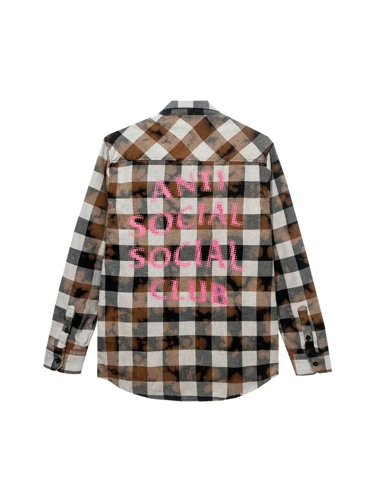 Топ Anti Social Social Club Dialtone Tie Dye Flannel — изображение 2 из 2, черный