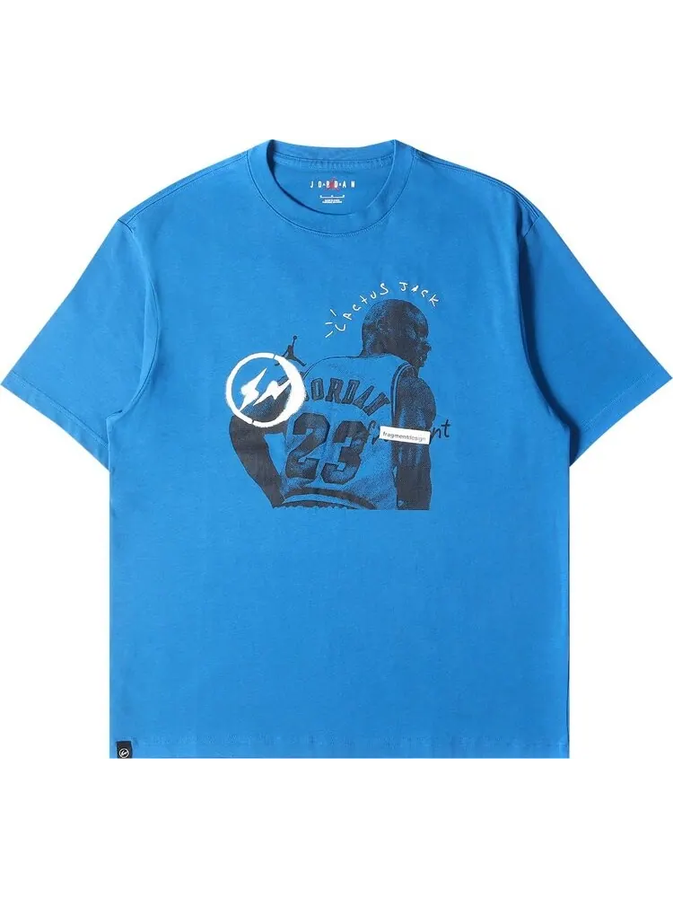 Футболка Air Jordan x Travis Scott x Fragment T-Shirt 'Blue' — изображение 1 из 2, синий