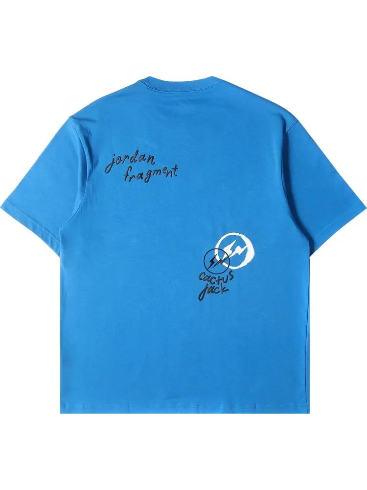 Футболка Air Jordan x Travis Scott x Fragment T-Shirt 'Blue' — изображение 2 из 2, синий