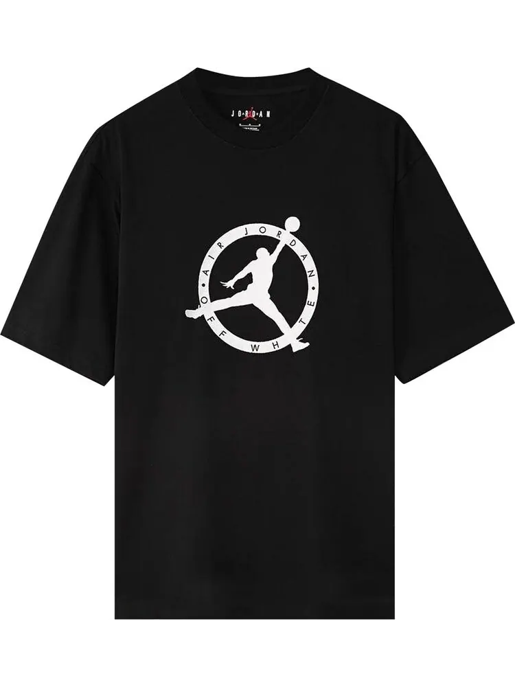 Футболка Air Jordan x Off-White MJ T-Shirt 'Black/White/Forest Green' — изображение 1 из 2, черный