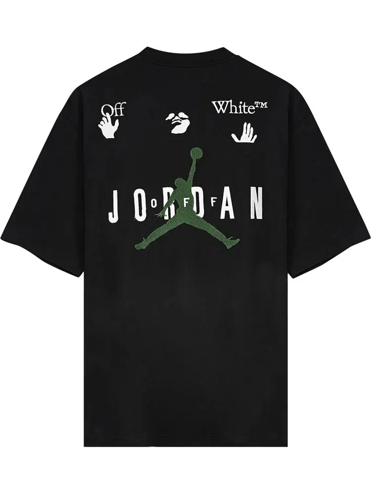 Футболка Air Jordan x Off-White MJ T-Shirt 'Black/White/Forest Green' — изображение 2 из 2, черный