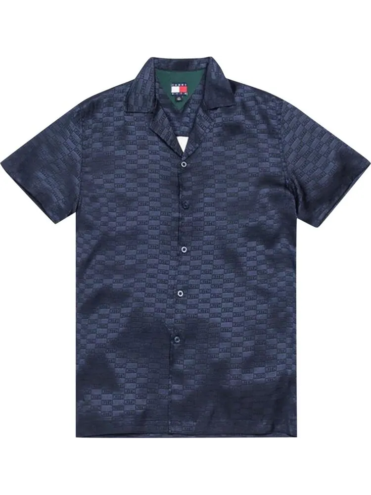 Рубашка Kith x Tommy Hilfiger Satin Camp Shirt 'Navy' — изображение 1 из 1, синий