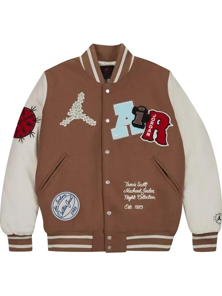 Куртка Air Jordan x Travis Scott Varsity Jacket 'Antique Brown' — изображение 1 из 2, коричневый