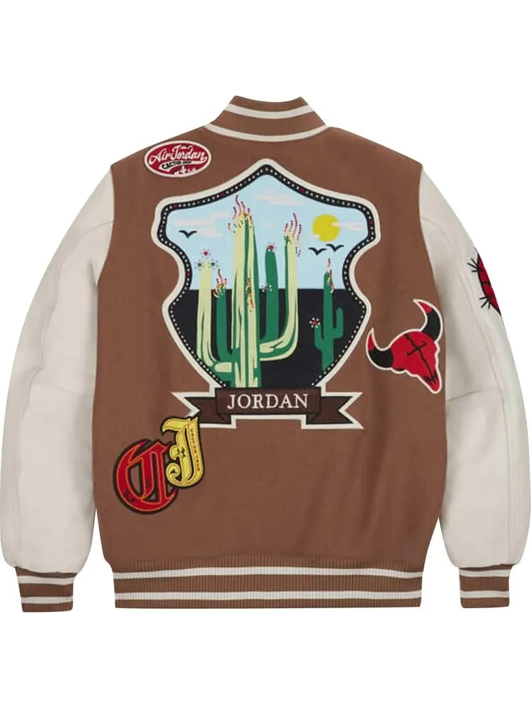 Куртка Air Jordan x Travis Scott Varsity Jacket 'Antique Brown' — изображение 2 из 2, коричневый