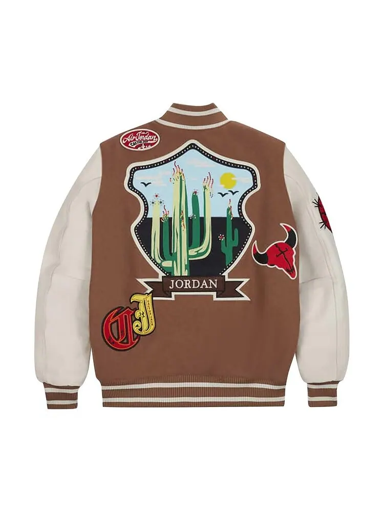 Куртка Air Jordan x Travis Scott Varsity Jacket (Asia Sizing) Antique Brown — изображение 2 из 2, коричневый