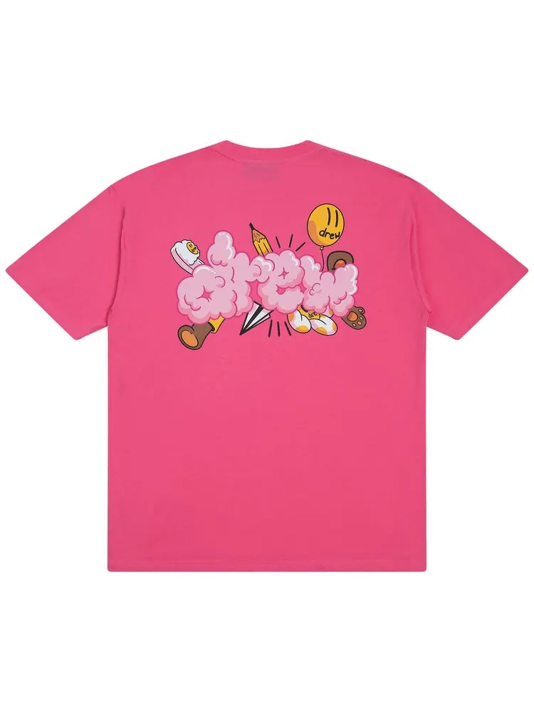 Футболка Drew House Doodle Joy Tee 'Pink' — изображение 2 из 2, розовый