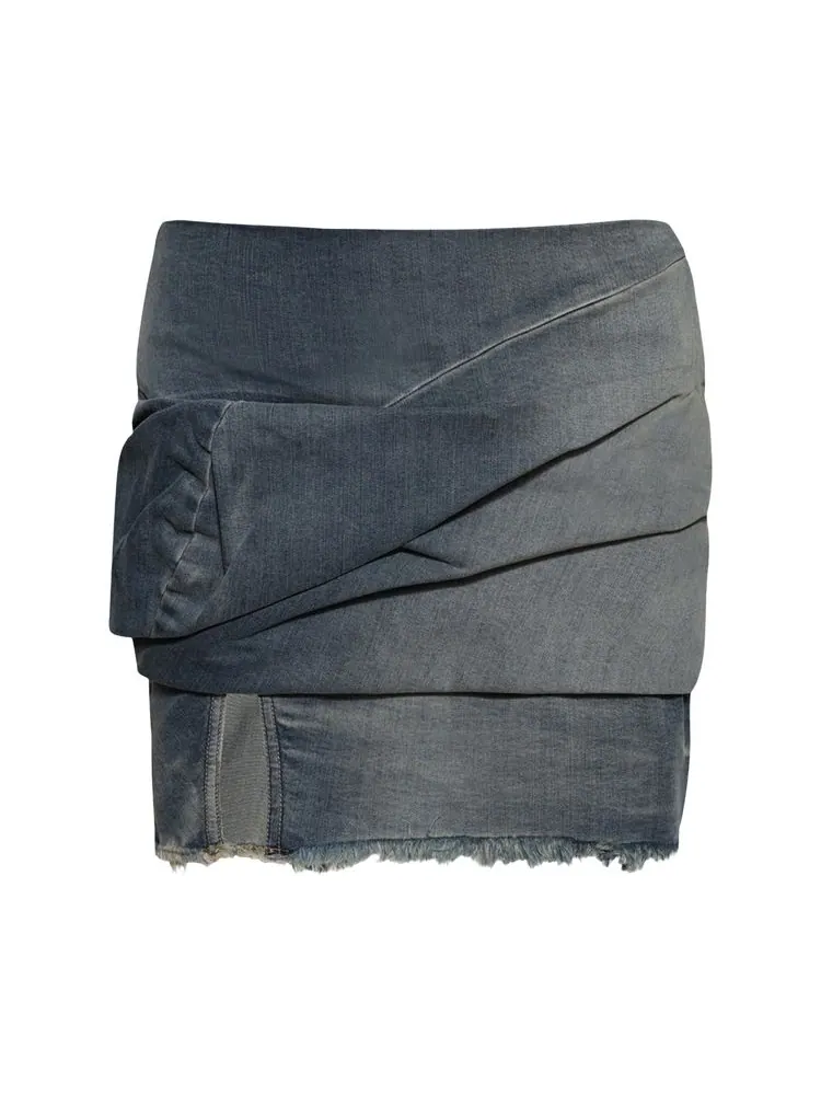 Юбка Rick Owens DRKSHDW Drape Denim Mini Skirt 'Washed Indigo' — синий