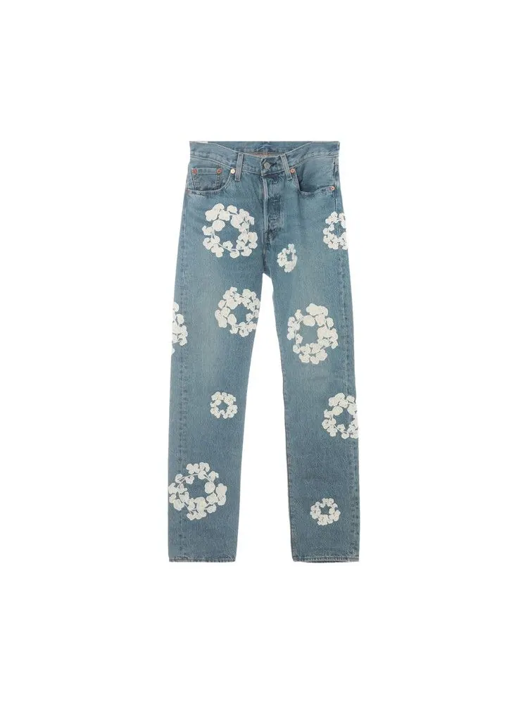 Джинсы Levis x Denim Tears Logo Japan Embroidered Denim Jeans — изображение 1 из 2, синий