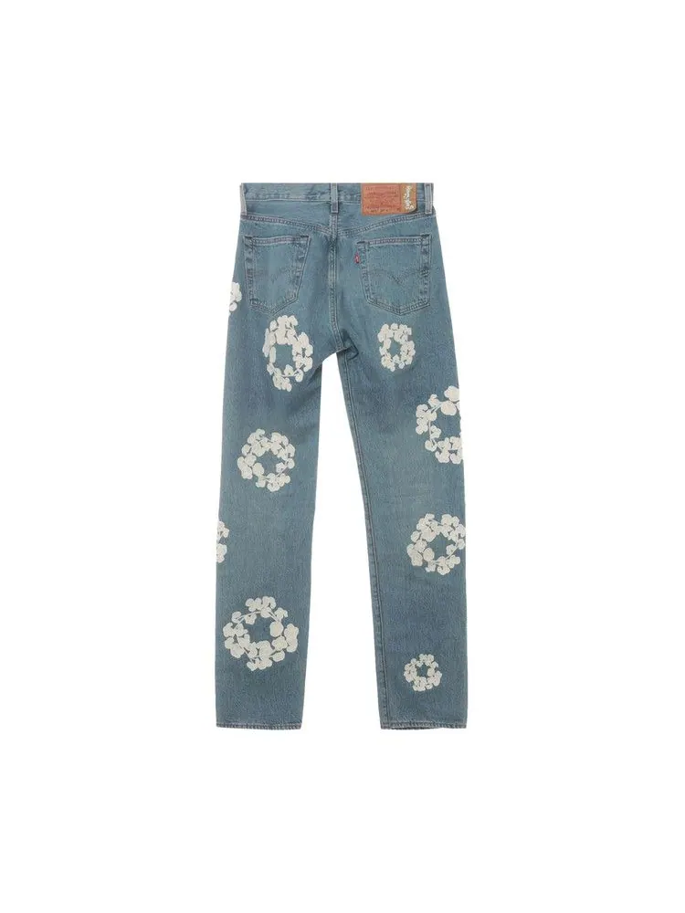Джинсы Levis x Denim Tears Logo Japan Embroidered Denim Jeans — изображение 2 из 2, синий